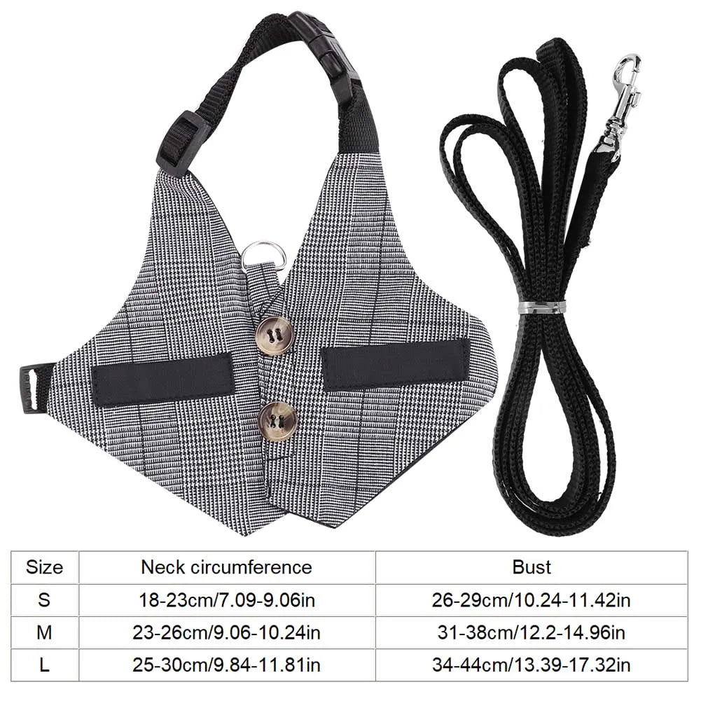 Rabbit Vest with Leash Soft Breathable Gentlemanly Style Rabbit Clothes for Playing Exercising and Outdoor Activities