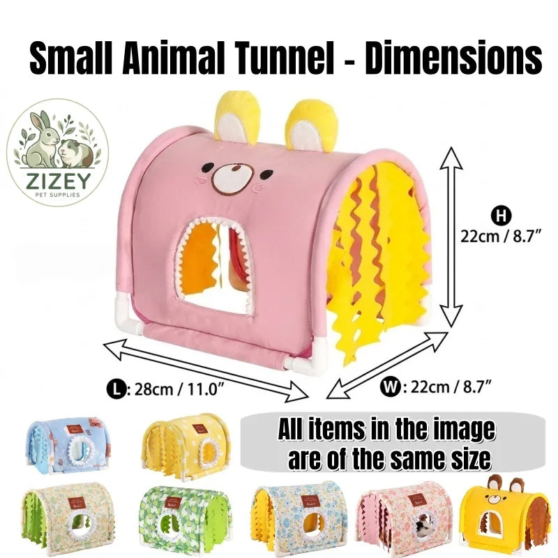 Small Animal Tunnel Hideout Cute Bed Cave Toy for Guinea Pig Rabbit Ferrets Hedgehog Rat Chinchilla Cage Accessory