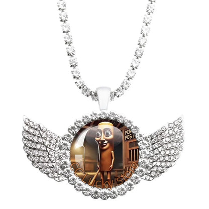 25mm Angel Wing Necklace | Italian Brainrot Pendant Funny Animal Jewelry Gift