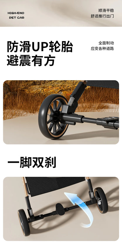 Pet 3-in-1 Portable Foldable Pet Strollers with Detachable Bag Small Medium Dogs Cats Up to 45 lbs Carts Basket Can Be Separated