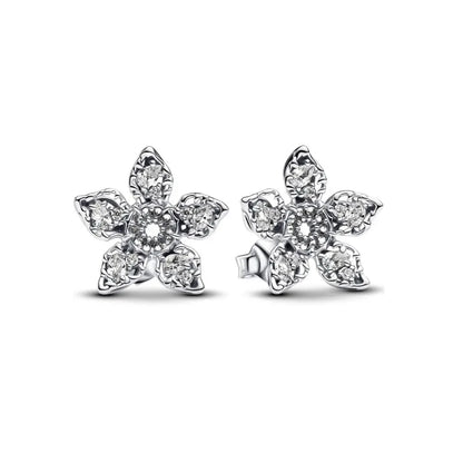 925 Sterling Silver Snowflake Heart Earrings | Fine Stud Earrings for Women