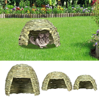 Hamster Grass Cave House For Small Animal Hideouts House Play Cave Habitat Decors For Ferrets Cage Pet Supply