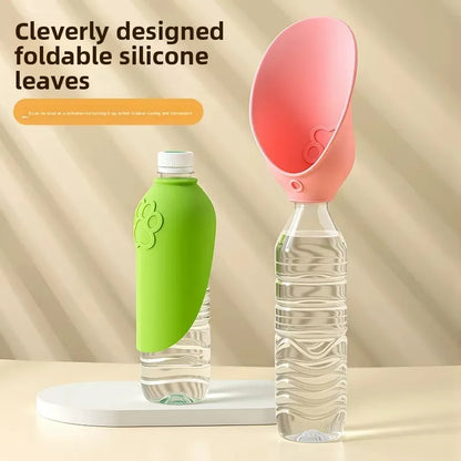 Pet Outdoor Water Dispenser, Portable Dog Water Cup, Eco-friendly Foldable Leaf-shaped Silicone Universal Bottle Mouth