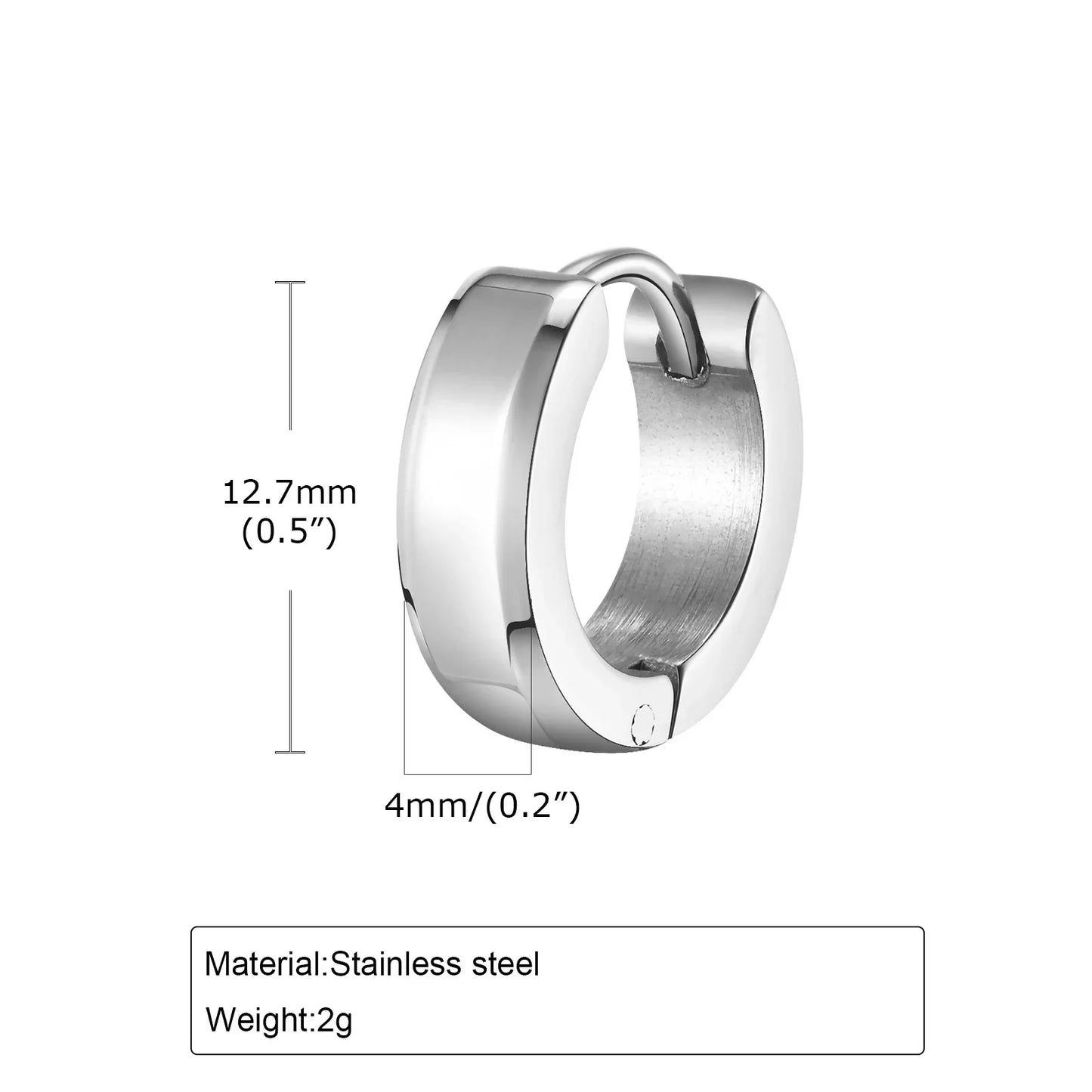 Men Hoop Earrings | Stainless Steel Small Huggies Earrings for Daily Wear
