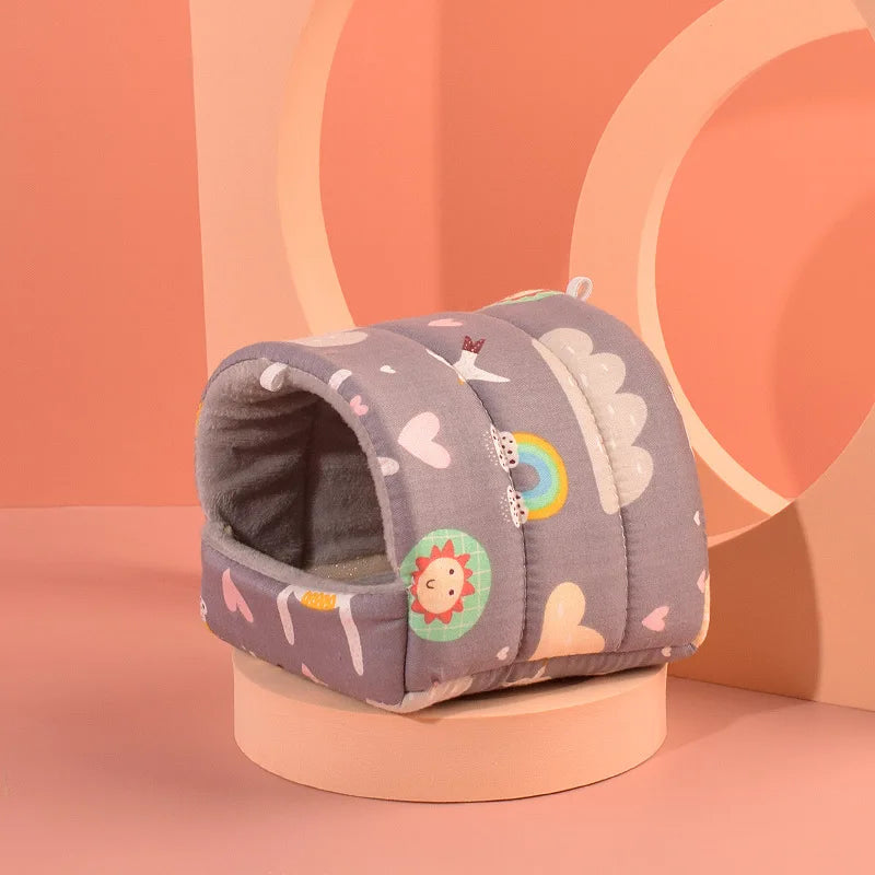 Cute Mini Cage Rabbit Squirrel Winter Warm Cotton Mat Guinea Pig Nest Hamster House Small Animal Sleeping Bed Pet Hanging Cage
