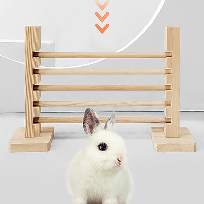 Rabbit Exercise Obstacle Wooden Bunny Agility Equipment Adjustable Height Small Animal Toy Training Games for Pet Habitat Ferret