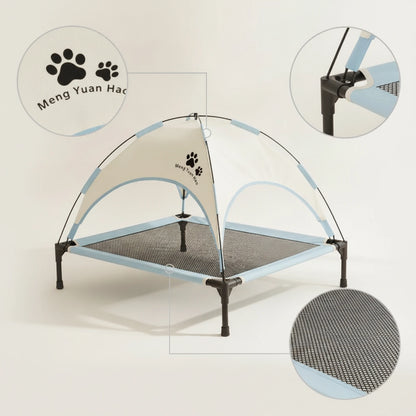 Pet Cot with Canopy Shaded Dog Bed with Sun Shade Tent Raised Dog Bed with Canopy Breathable for Pets, Backyard, Camping