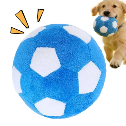 Dog Soccer Ball Toy Soft Chewing Game Plush Soft Squeaky Balls for Dogs for Indoor Outdoor Play Teething Enrichment Puppy Large