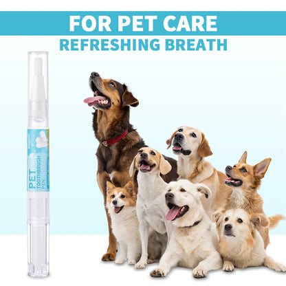 Pet Teeth Cleaning Pen with Soft Brush Dental Gel for Dogs & Cats Tartar Control Fresh Breath Soothes Gums Mild Formula 3pcs/box