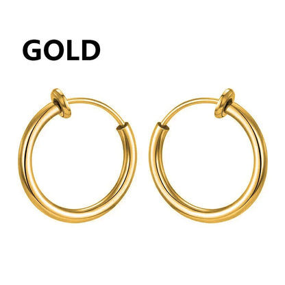 1 Pair Punk Stealth Clip On Earrings | No Hole Ear Cuff and Helix Ring Set