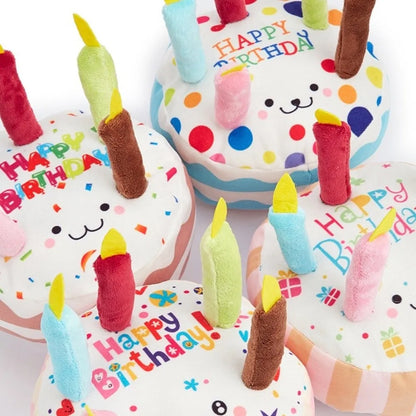 New Birthday Cake Dog Toys Interactive Bite Resistant Gnaw Toys Puppy Teething 16cm Stuffed Cake Doll Party Decor