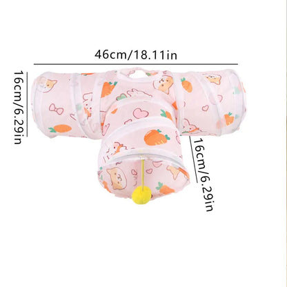 Three-Door Rabbit Tunnel - Foldable toy tube, suitable for hiding places for small pets