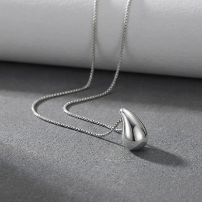 Fashion Waterdrop Pendant Necklace | Stainless Steel Snake Chain Jewelry Gift
