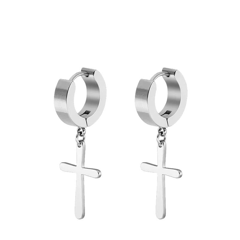 2pc Stainless Steel Cross Earrings Set | Gothic Punk Huggies for Men Women
