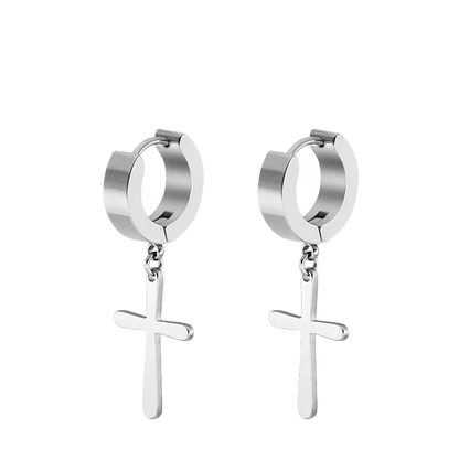 2pc Stainless Steel Cross Earrings Set | Gothic Punk Huggies for Men Women