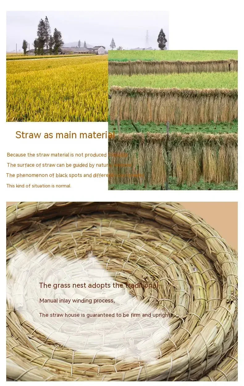 Pet Rabbit Grass Bed Natural Straw Woven House Bunny Chew Toys Hay Nest Bed for Hamsters Chinchillas Mice Small Animals