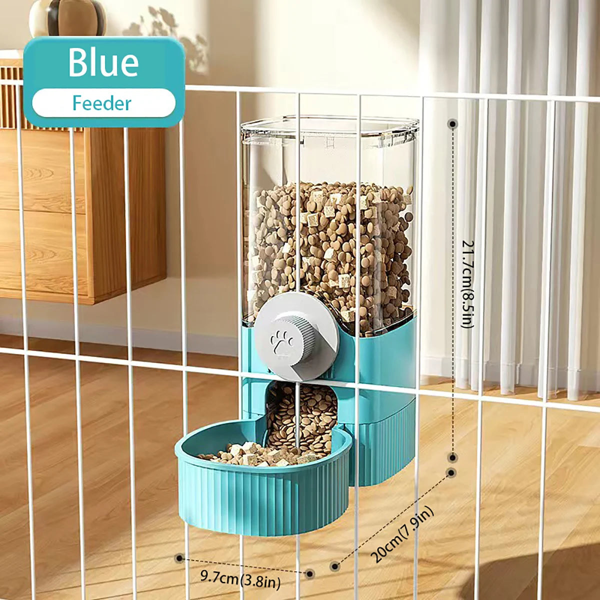 1.2L Automatic Pet Feeder Cage Hanging Bowl，Suitable for Small Puppy Cat Rabbit Food Container Dispenser Bowl