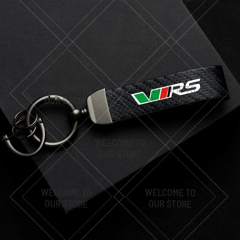 Skoda VRS Carbon Fiber Keychain | Car Emblem Key Ring for Citigo Kodiaq Yeti Rapid Fabia