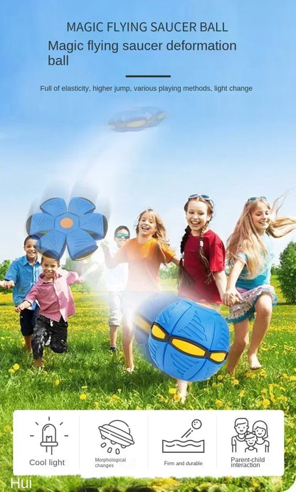 Dog Toys Outdoor Fun Toys Boy Girls Flying Saucer Ball Magic Deformation UFO with NO Led Light Flying Toys Decompression Gift