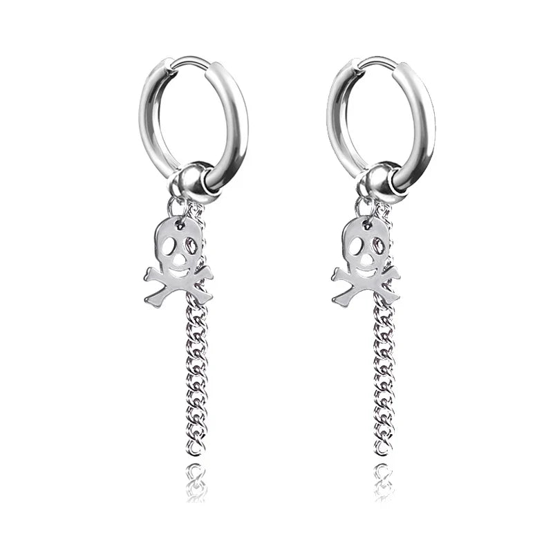 Fashion Punk Gothic Stainless Steel Drop Earrings | Unisex Stud Earrings for Men Women