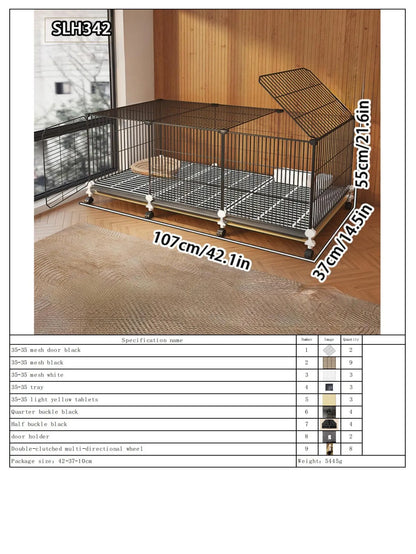Large Indoor Rabbit Cage with Automatic Cleaning Toilet for Domestic Rabbits, Guinea Pigs, and Other Pets