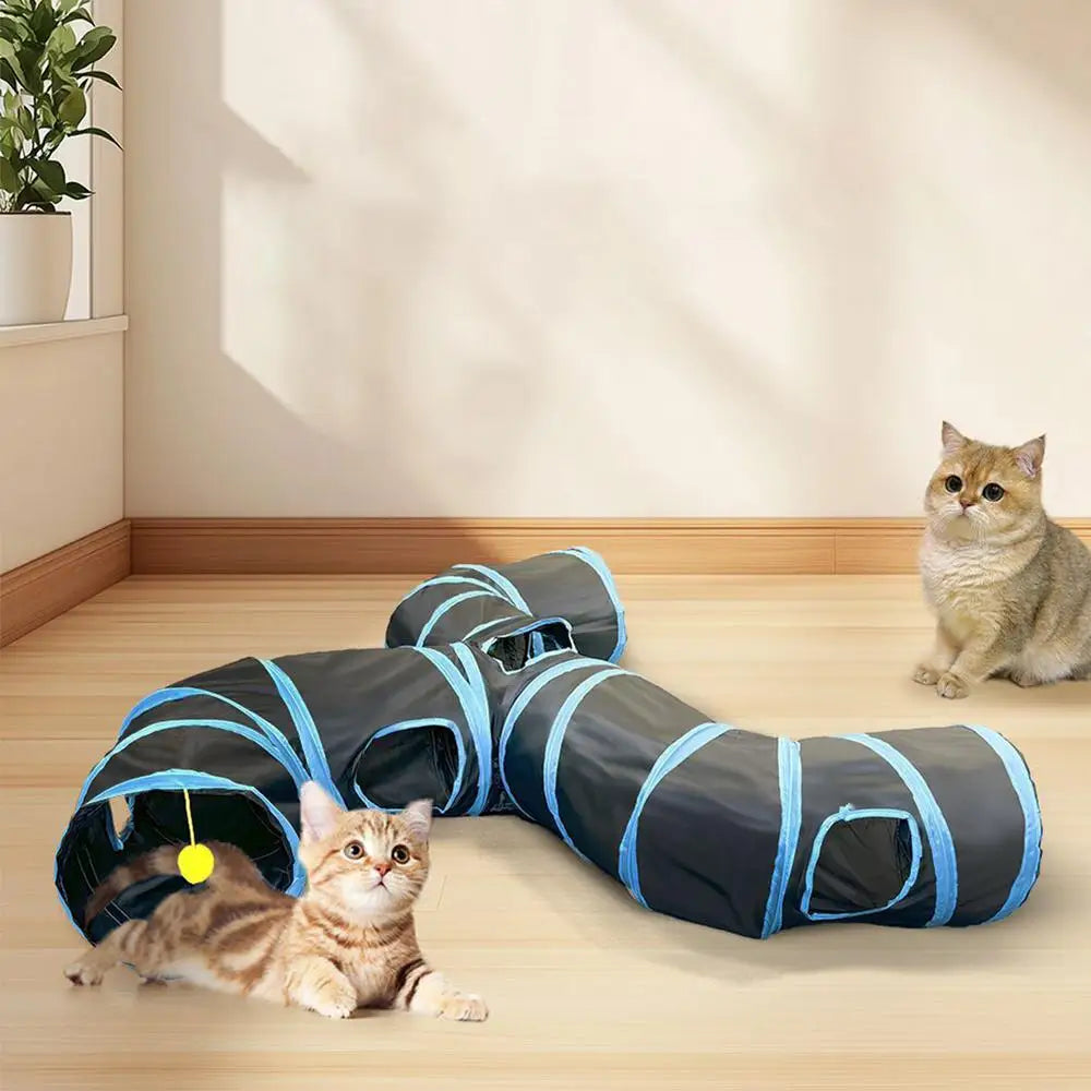 Cat Toy Tunnel Indoor Cat Hide Interactive Play Tunnel Tube Toys Fun Foldable Cat Hideaway Play Toys for Rabbits Puppy Kitten