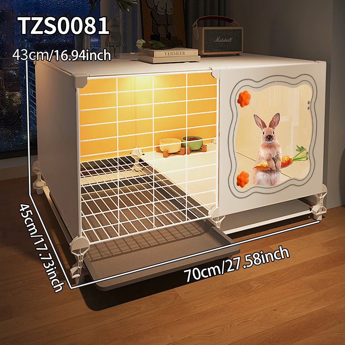 Rabbit Cage with Toilet for Home Use, Indoor Rabbit Villa, Guinea Pig Cage with Separate Living Area