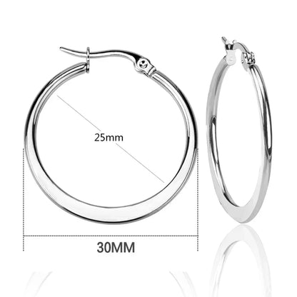 LUXUSTEEL Stainless Steel Hoop Earrings | Simple Geometric Shapes for Women