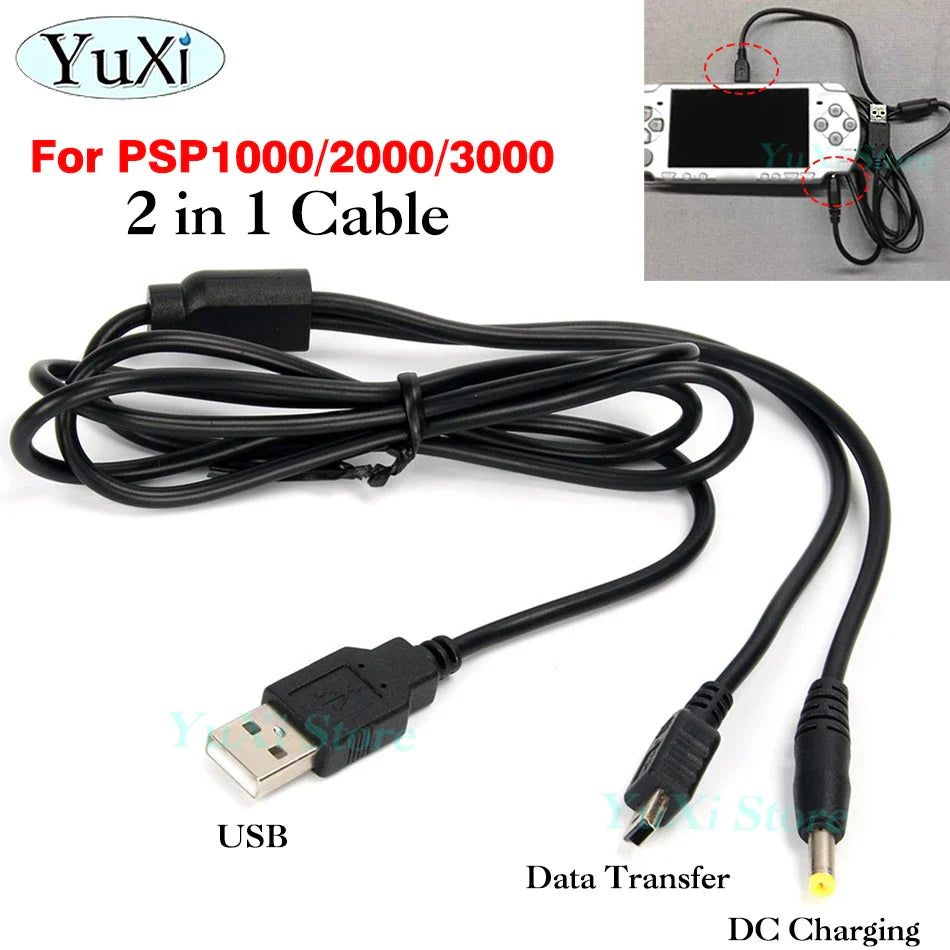 USB Charging Cable for PSP 1000 2000 3000 | Type-C Convert Adapter and Data Transfer