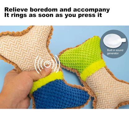 1Pce bite resistant pet sound toy, dog plush bone shaped chew toy, suitable for small and medium-sized puppies