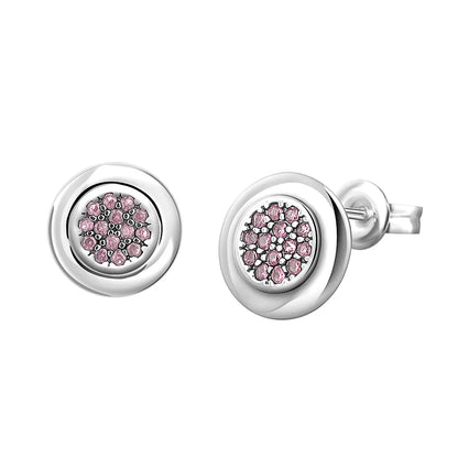 925 Silver Heart Stud Earrings | Pink Red Multi-Color Crystal Jewelry