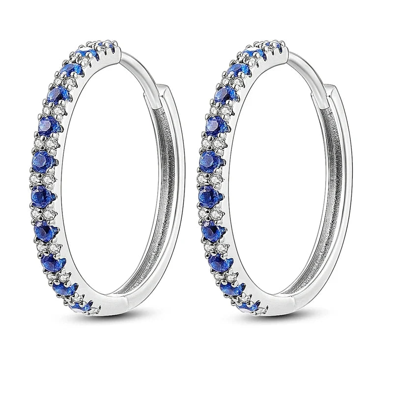 925 Sterling Silver Hoop Earrings with Zircon | Classic U-Shaped Women Jewelry