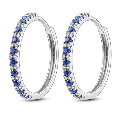 925 Sterling Silver Hoop Earrings with Zircon | Classic U-Shaped Women Jewelry