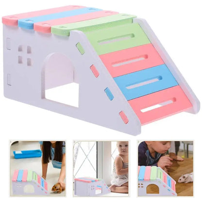 Hamster Cage House with Ladder Playground PVC Cage Gerbil Habitat Small Animal Hideout for Platform