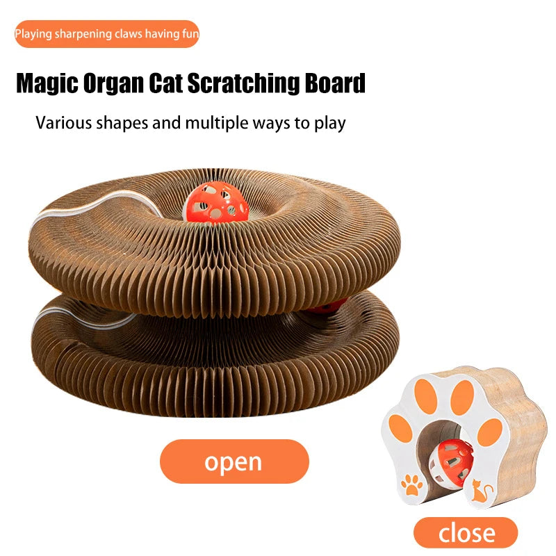 Magic cat scratching board toy with ball kitten climbing frame round wavy cat scratching board toy multiple ways to play