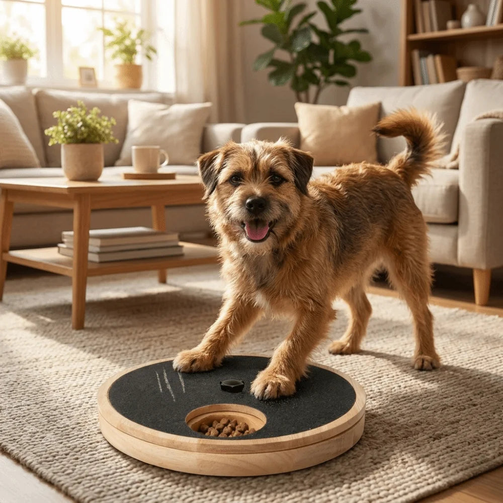 Rotating Dog Scratching Board Round Non-Slip Dog Nail Grinding Pad Wear-resistant with Treat Box Pet Slow Feeding Plate for Dogs