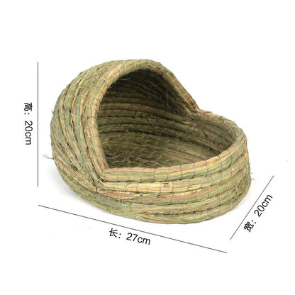 Pet Rabbit Grass Bed Natural Straw Woven House Bunny Chew Toys Hay Nest Bed for Hamsters Chinchillas Mice Small Animals