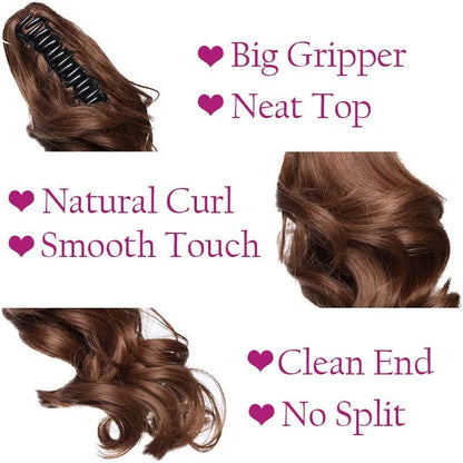 10Inch Short Wavy Curly Ponytail Hair Extension | Clip-in Claw Clip Hairpiece for Women