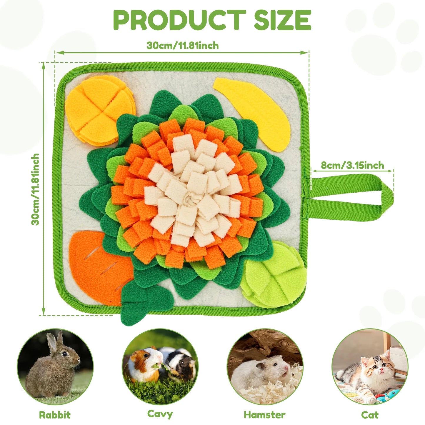 Rabbit Foraging Mat Small Animal Feeding Toy for Hedgehogs Guinea Pigs Chinchilla Snuffle Mat Small Pet Bunny Blanket