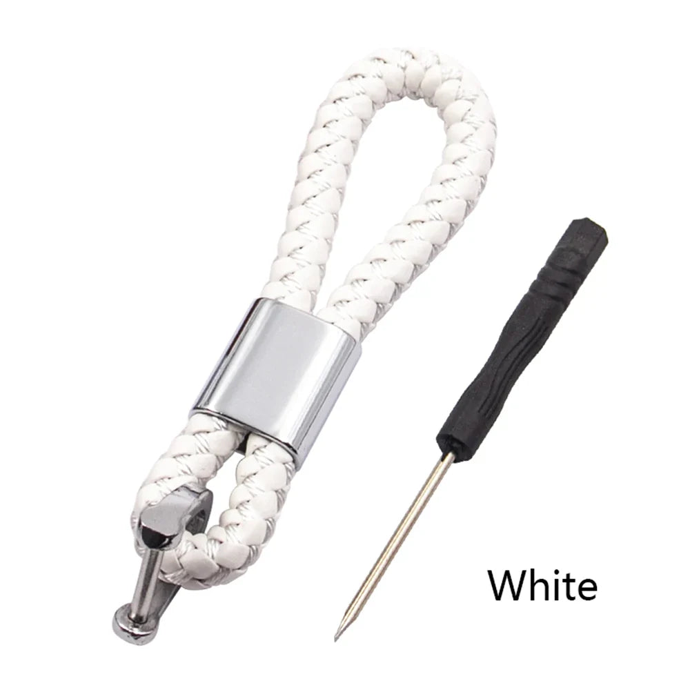 Handwoven Leather Car Keychain | Retro Horseshoe Buckle Key Ring