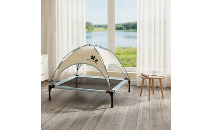 Pet Cot with Canopy Shaded Dog Bed with Sun Shade Tent Raised Dog Bed with Canopy Breathable for Pets, Backyard, Camping
