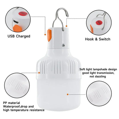 60W/30W USB Rechargeable LED Camping Lantern | Emergency Outdoor Lighting