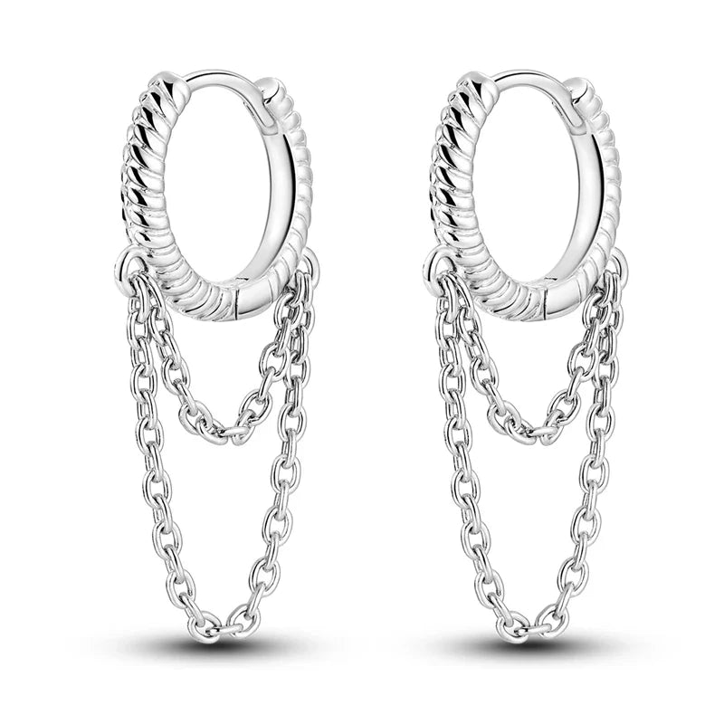 925 Sterling Silver Hoop Earrings with Zircon | Classic U-Shaped Women Jewelry