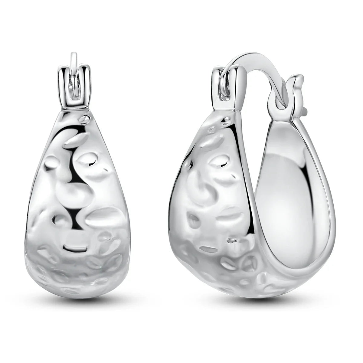 925 Sterling Silver Hoop Earrings with Zircon | Classic U-Shaped Women Jewelry