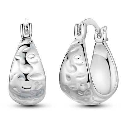 925 Sterling Silver Hoop Earrings with Zircon | Classic U-Shaped Women Jewelry