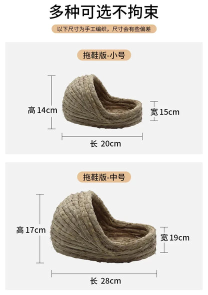 Pet Rabbit Grass Bed Natural Straw Woven House Bunny Chew Toys Hay Nest Bed for Hamsters Chinchillas Mice Small Animals