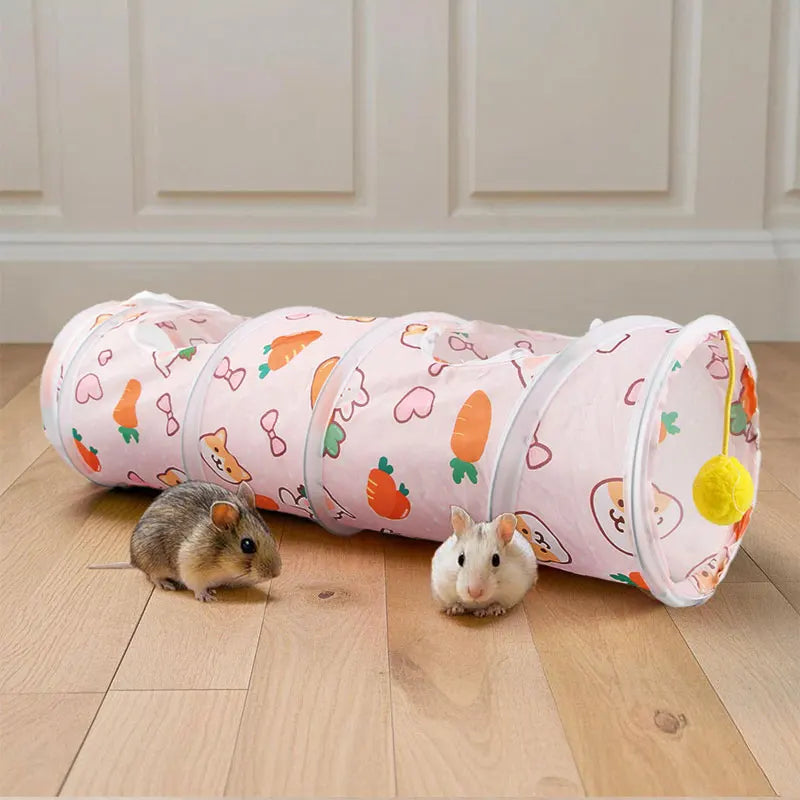 Three-Door Rabbit Tunnel - Foldable toy tube, suitable for hiding places for small pets