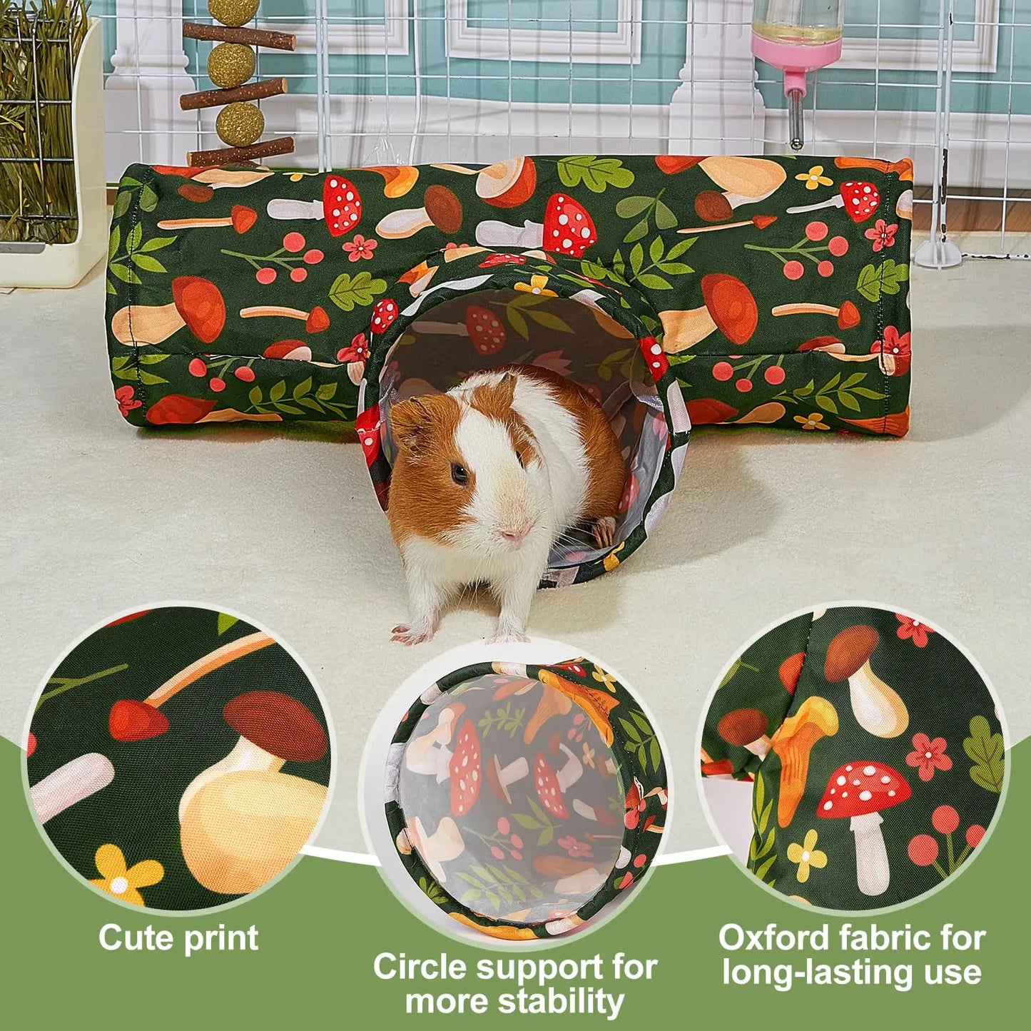 Guinea Pig Tunnel 3 Way Washable Hideout Foldable Rabbit Tunnel Guinea Pig Toys for Bunny Hamster Ferret Guinea Pig Accessories