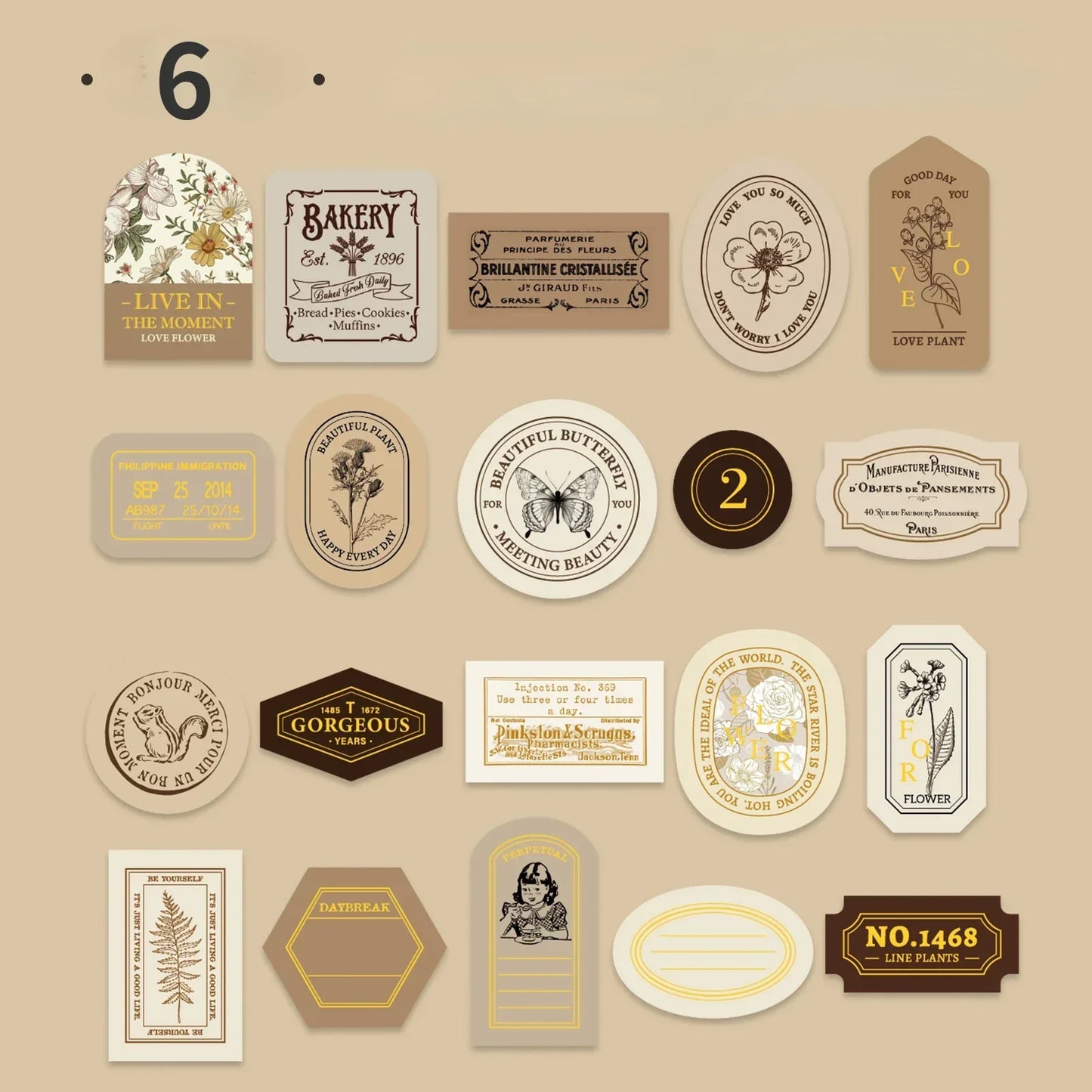 Vintage Label Stickers for DIY Crafts | 40-Piece Retro Collection