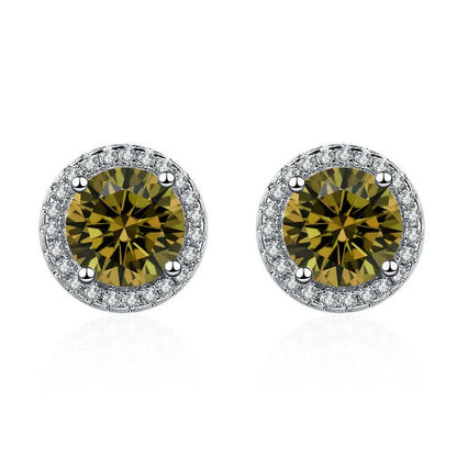 925 Sterling Silver Stud Earrings | Zircon and Colored Gemstone Elegant Jewelry